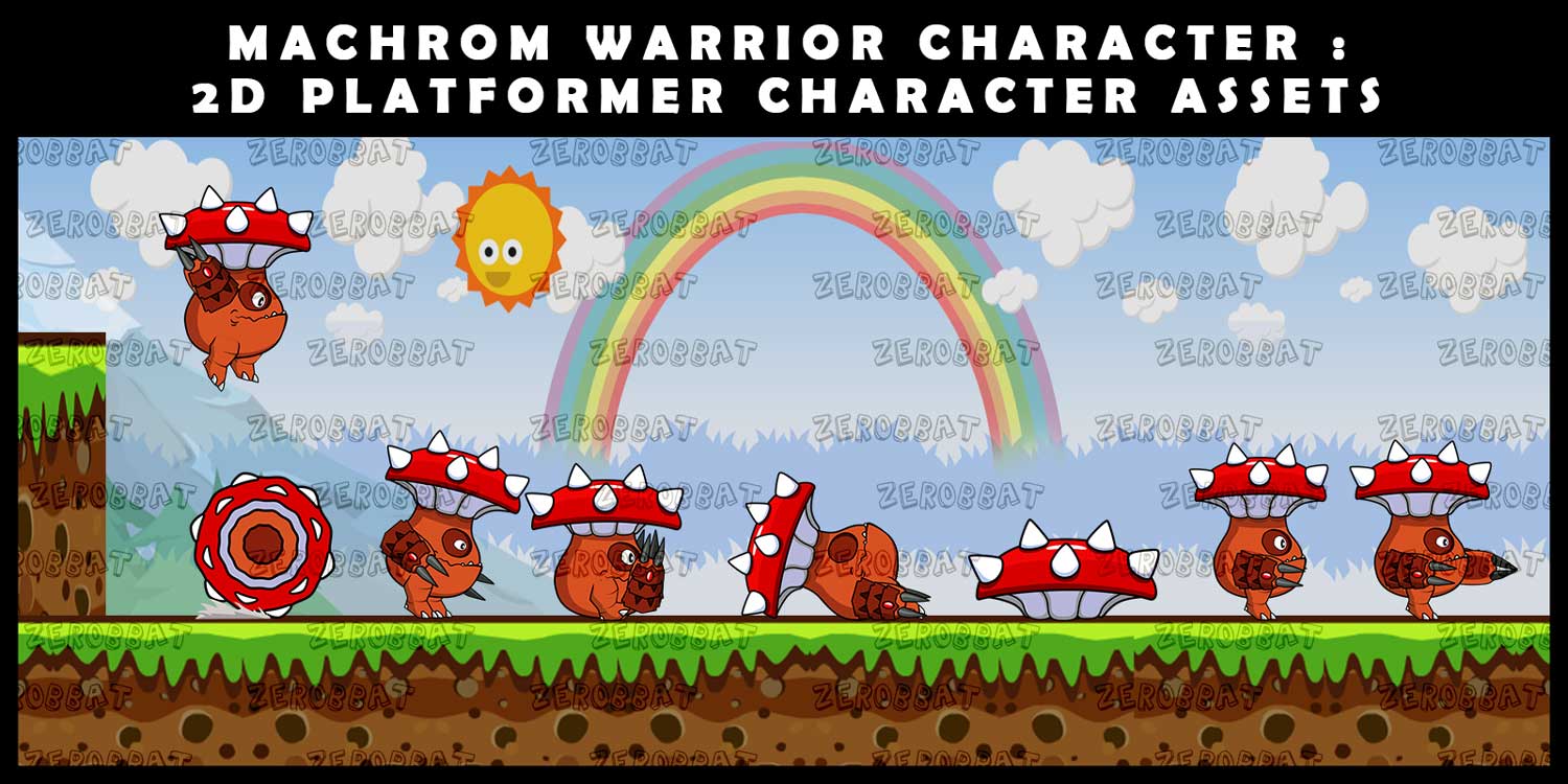 2d warrior machrom platformer game character assets