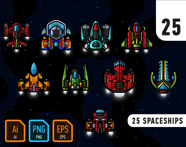 25 vector spaceships by cruizrf