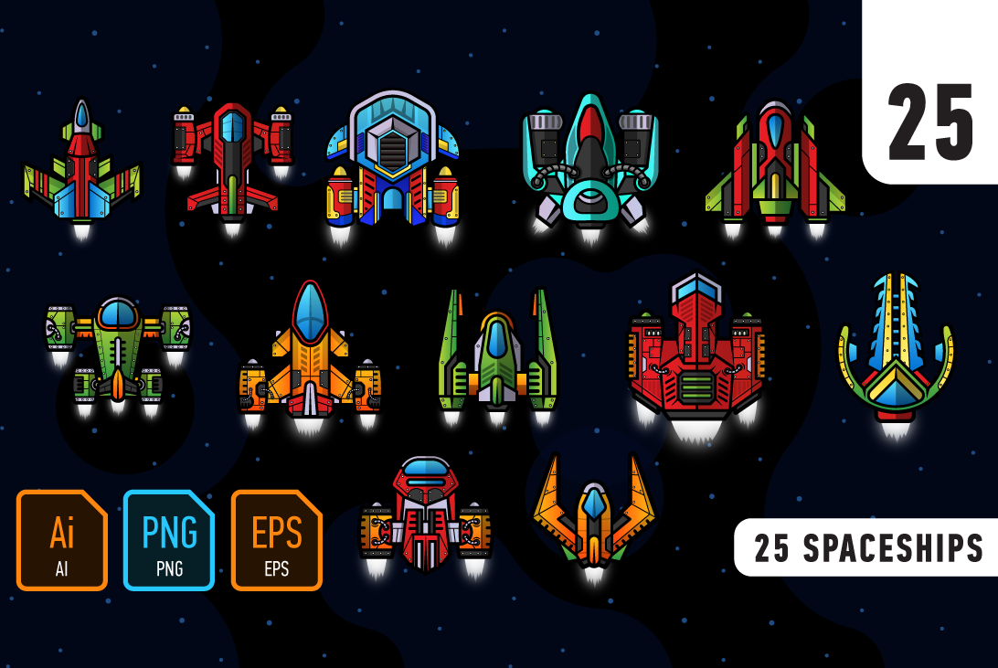 25 vector spaceships