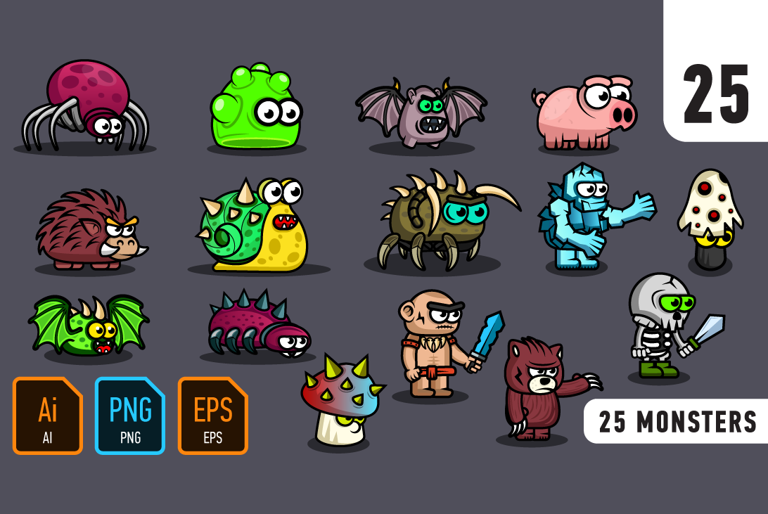 25 vector game monsters