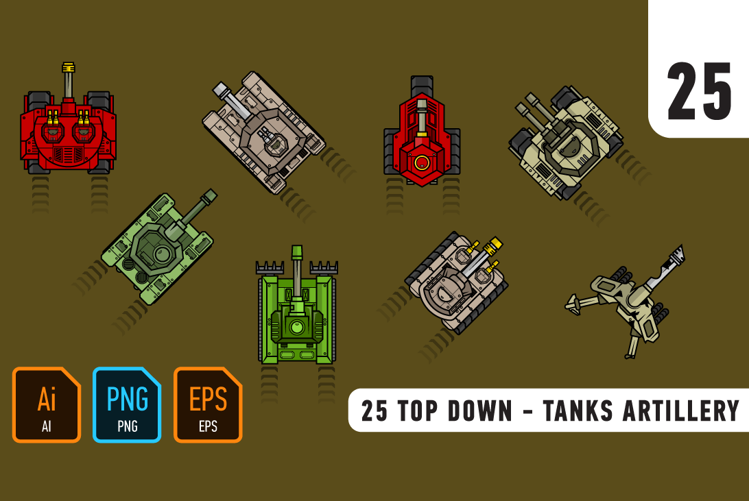 25 Top down – tanks artillery
