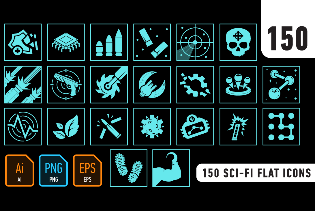 150 Sci-Fi Flat icons