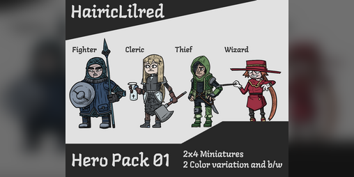 Cover image for Hairic Paper Minis - RPG Hero Pack 01