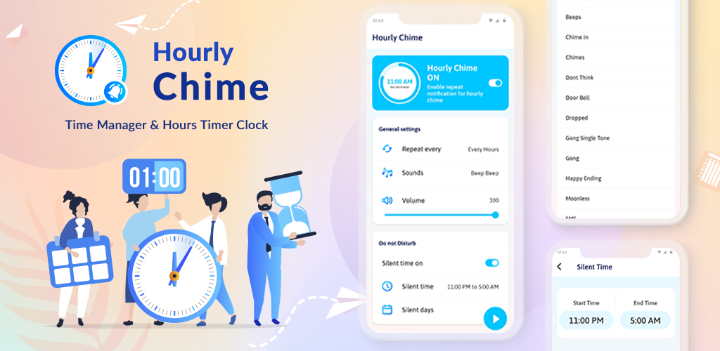 Hourly Chime Time Manager & Hours Timer Clock by Hourly Chime