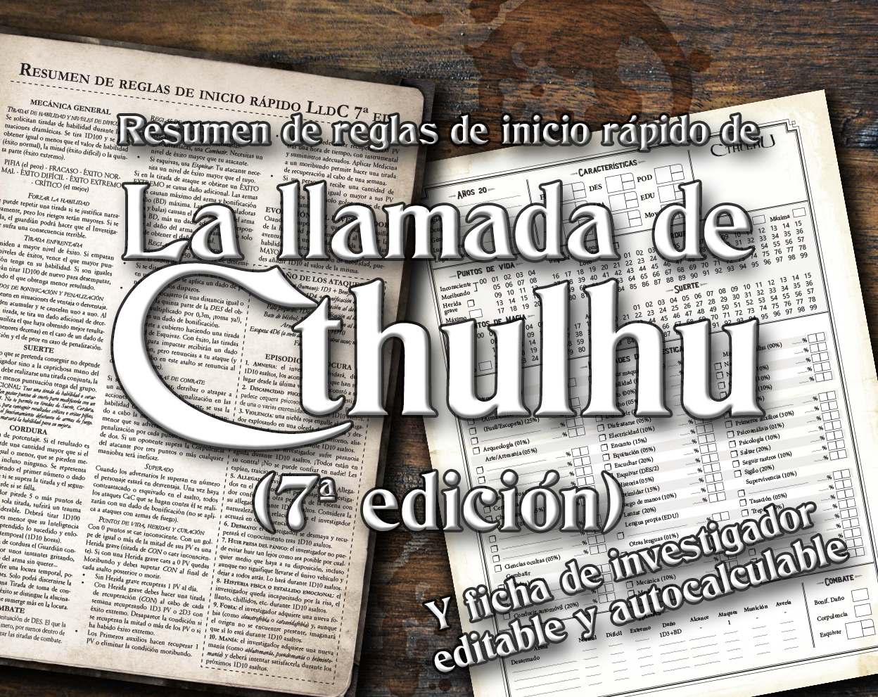 Cover image for Reglas rápidas y fichas de investigador de La Llamada de Cthulhu 7ª edición
