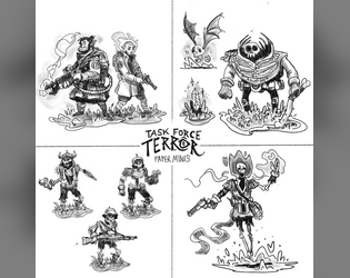 Task Force Terror: Paper Miniatures   - Paper Miniatures and Adventure Booklet to print n' play for tabletop roleplaying games. 