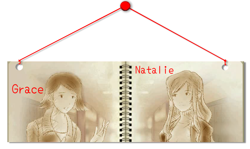 Drawing of two students. Labels identify them as Grace and Natalie.