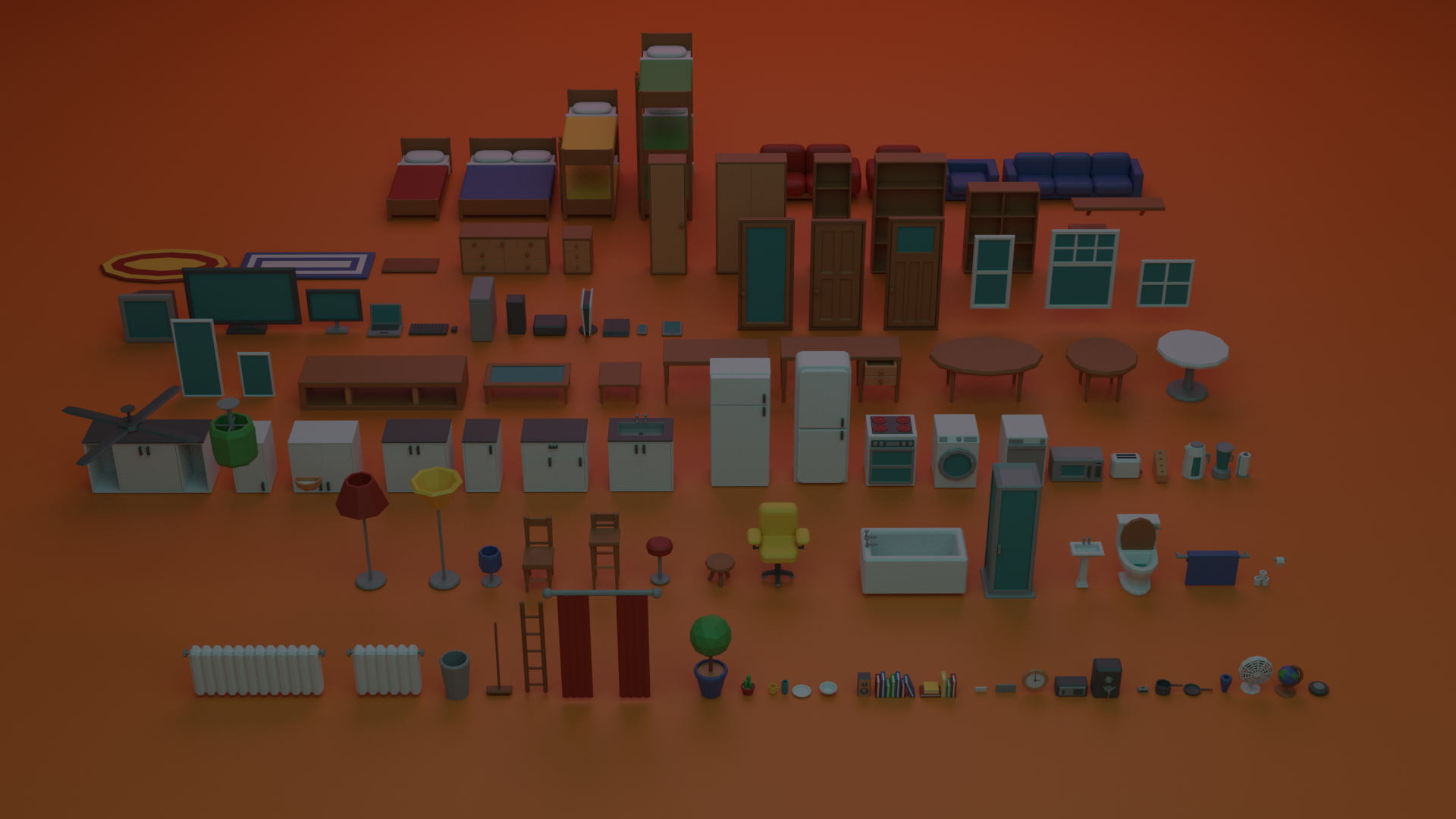Low Poly Household Items Pack