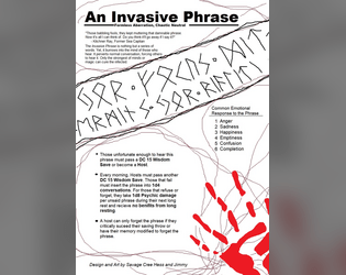 An Invasive Phrase   - A 5e Malady that'll keep the players thinking... but only of the phrase. 