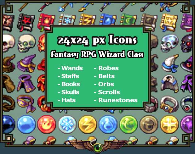 Pixel Fantasy Rpg Wizard Icons 2424 By Thomas Feichtmeir Cyangmou