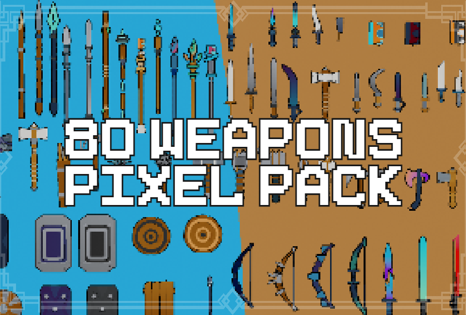 [Free]80 Pixel Weapon Pack Icons 64x64