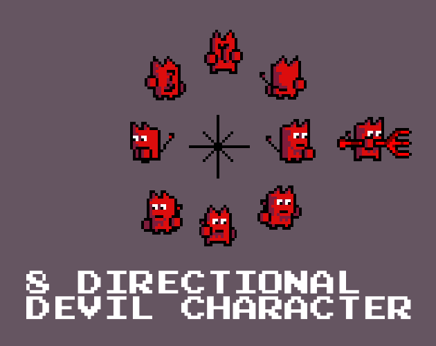 8-direction Pixel-Art Devil Character
