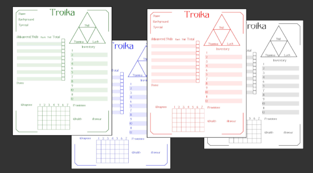 Cover image for A Rainbow of Troika! Character Sheets