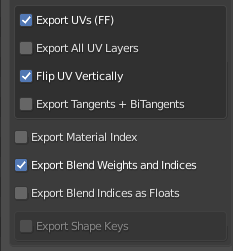 Blender Export Options