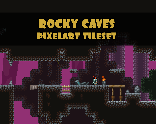 Rocky Caves Platformer Tileset by andr.art