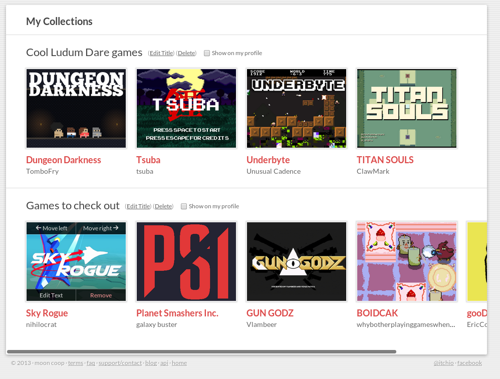 Game collections and updated profile pages itch.io