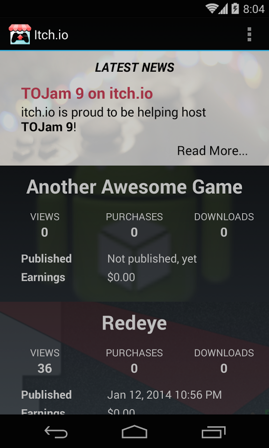 Try out the itch.io Android app itch.io