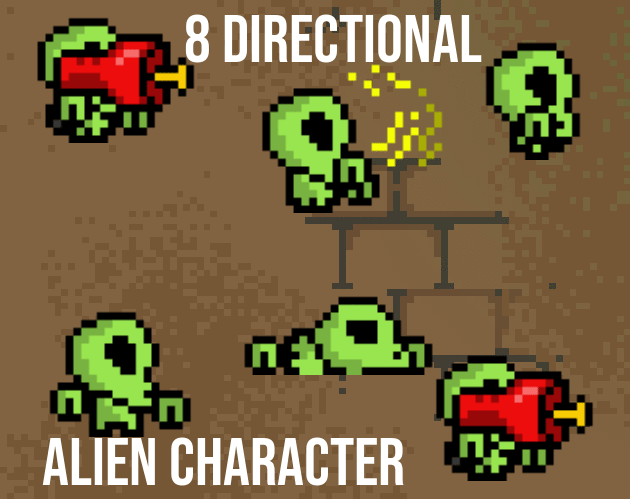 8-direction Pixel-Art  Alien Character Pack