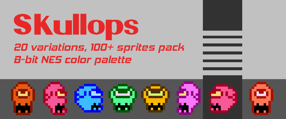 Free 8-Bit Art Pack - Skullops Monster