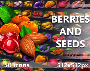 Added eighty fruit, nuts, and seeds to my free pixel art asset pack on  itch.io. Link in comments. : r/gameassets