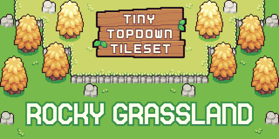 Tiny Topdown Tileset series: Rocky Grassland