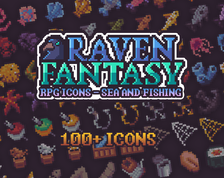 Raven Fantasy - Pixel Art RPG Icons - Fishing and Sea by Clockwork Raven