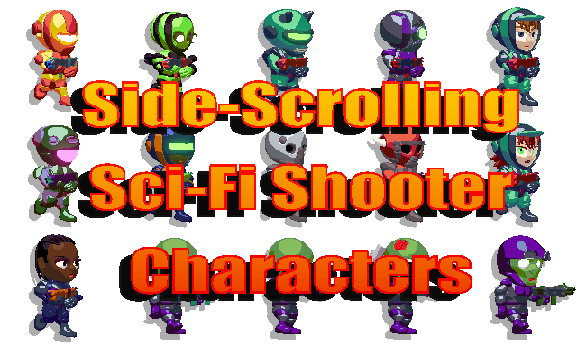 Side Scrolling Sci-Fi Characters Set
