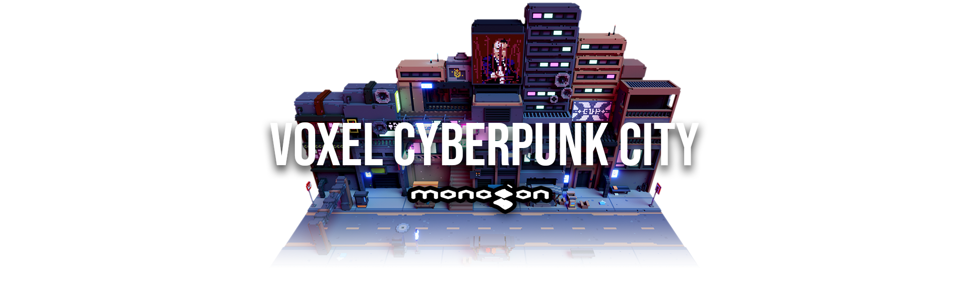 Voxel Cyberpunk City - monogon