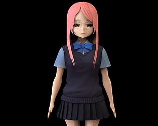 anime classroom Low-poly 3D Model