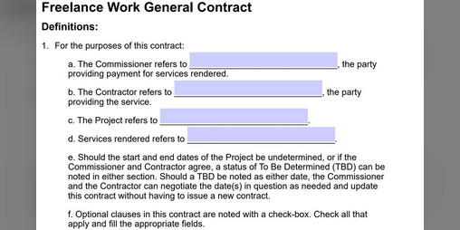 Cover image for Freelance Work General Contract Template