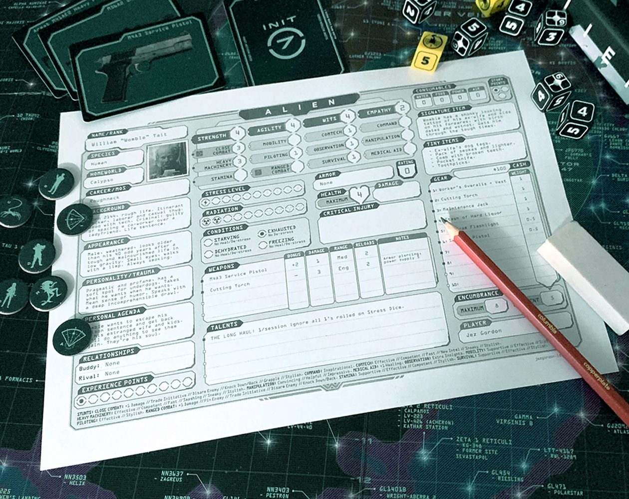 Alien RPG Custom Character Sheet by Jez Gordon