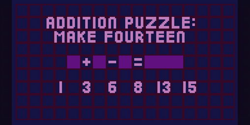 Cover image for ADDITION PUZZLE: MAKE FOURTEEN