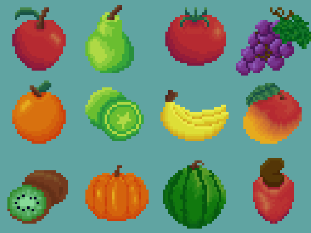 Free Pixel Art Fruits by ThiagoZen