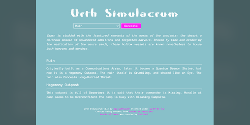 Cover image for Urth Simulacrum