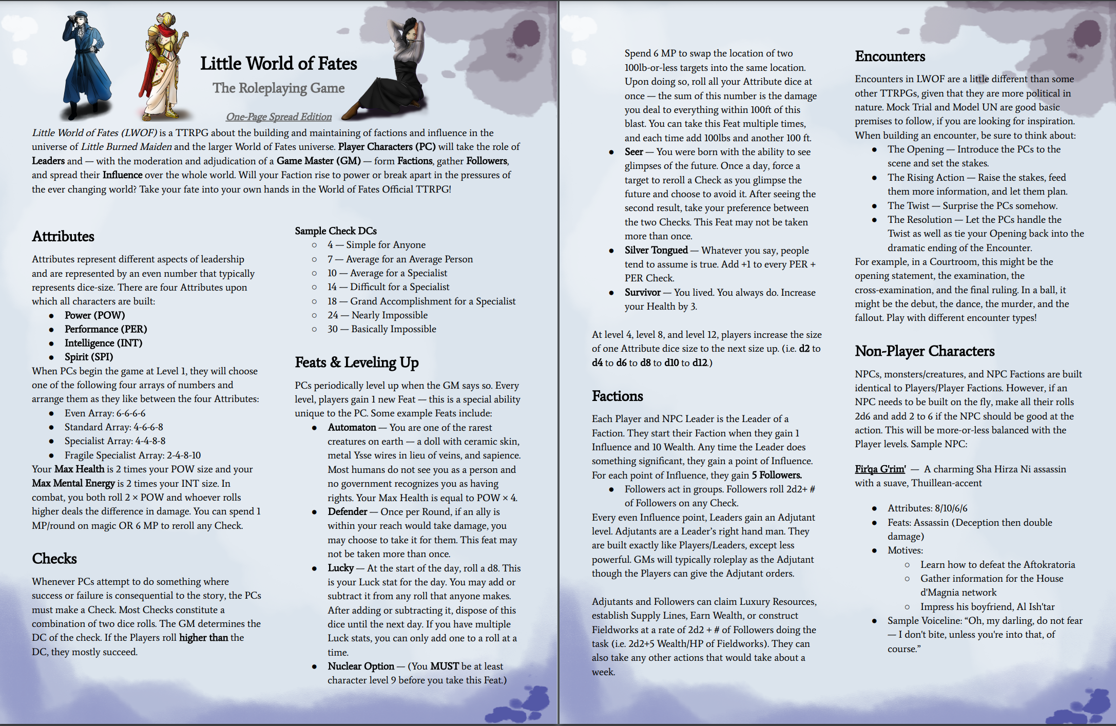 Little World of Fates - One-Page-Spread Edition
