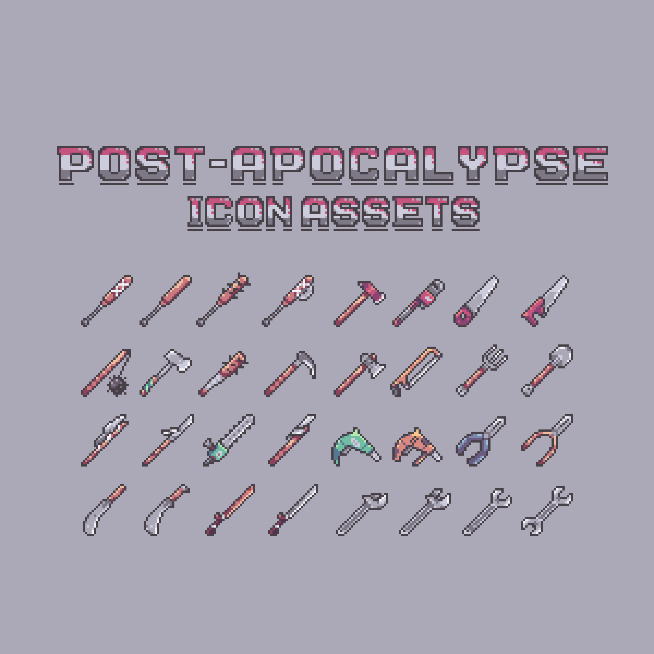 80 Post Apocalypse Icons Asset 24x24 by dugan.studio