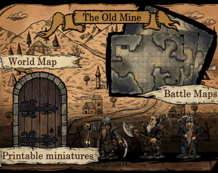 The Old Mine   - Dungeon Battle Maps, Regional Map, Dwarf Miniatures and more for your RPG 