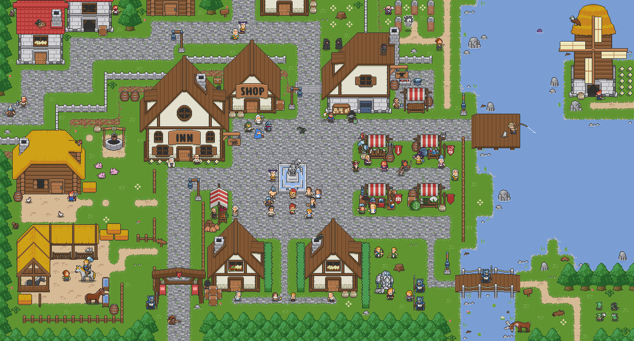 2D Pixel Art Medieval Town Tileset by Elthen's Pixel Art Shop