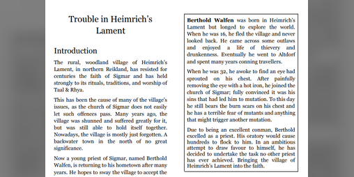 Cover image for Trouble in Heimrich's Lament