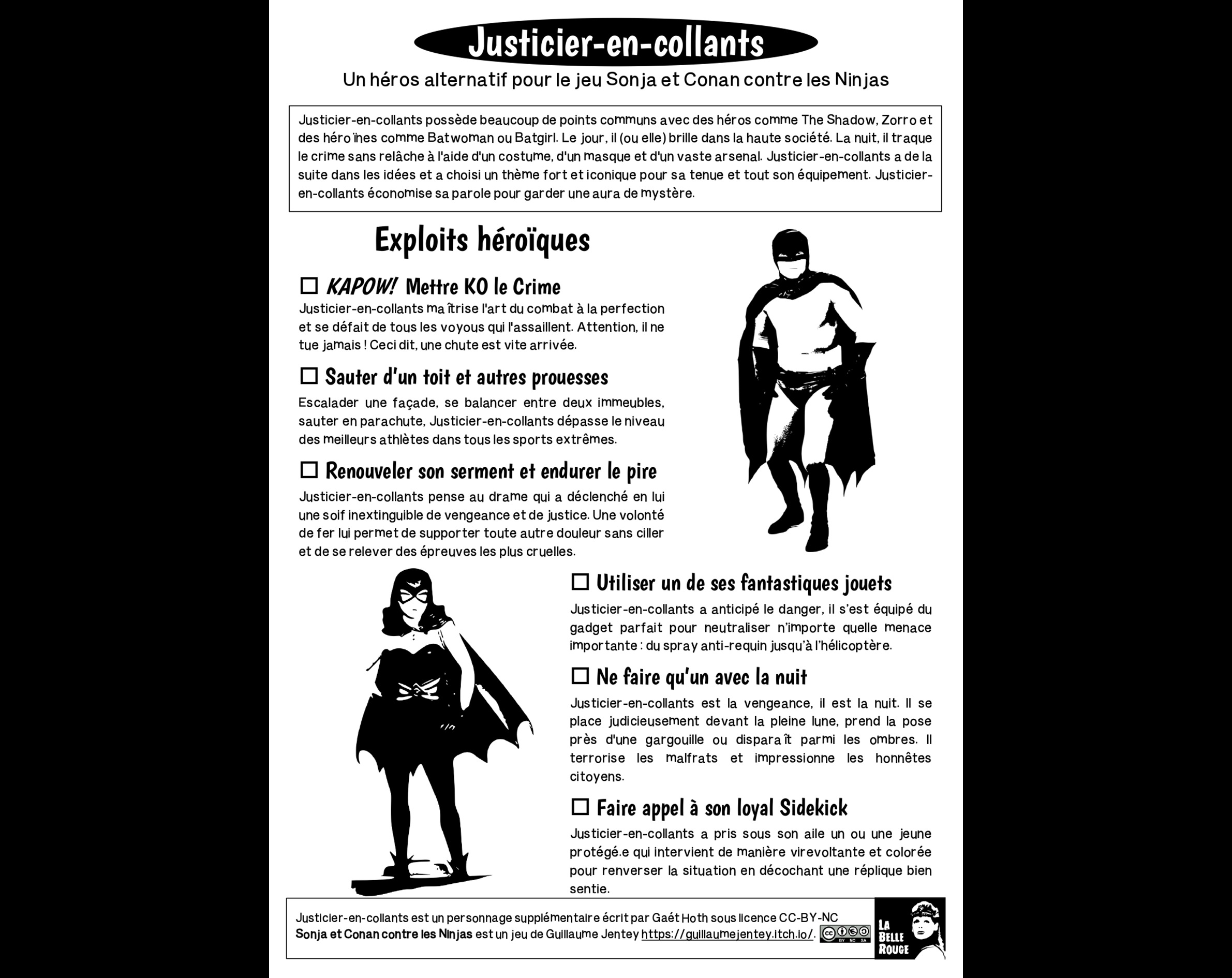 Cover image for Justicier-en-collants Un héros alternatif pour le jeu Sonja et Conan contre les Ninjas