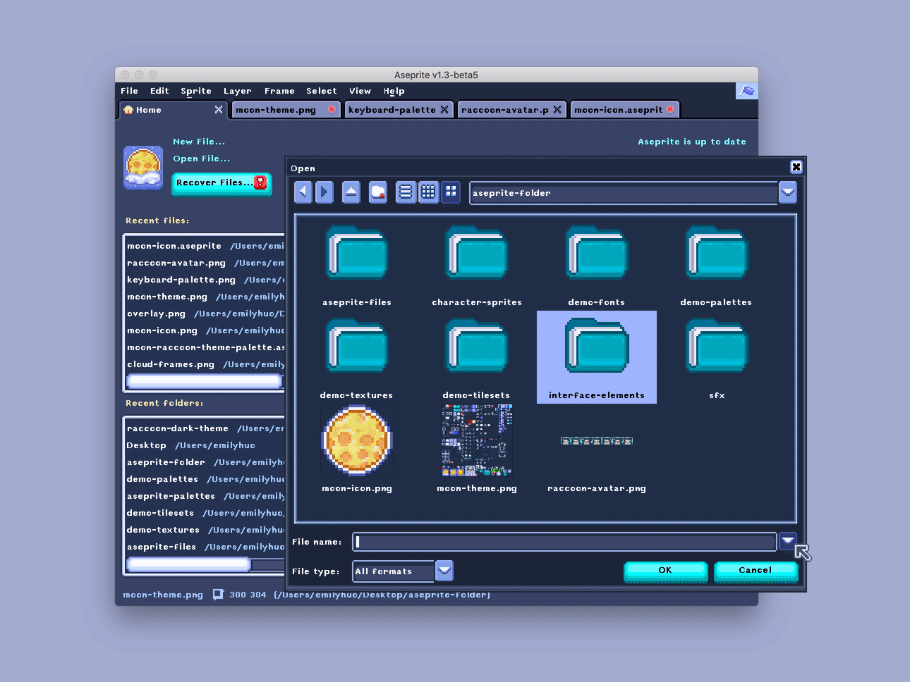 Dark Moon Aseprite Theme