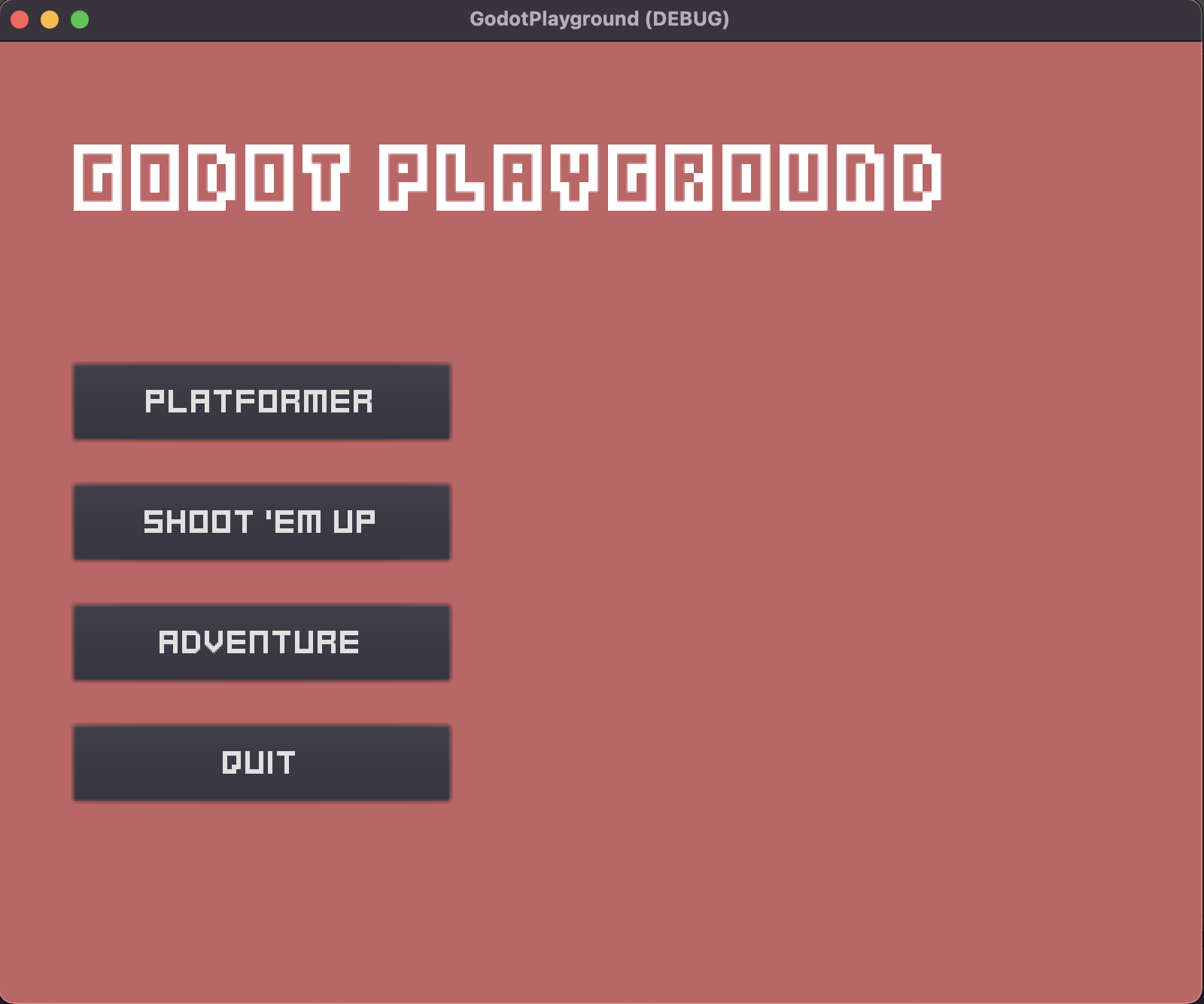Menu/title screen of Godot demo project