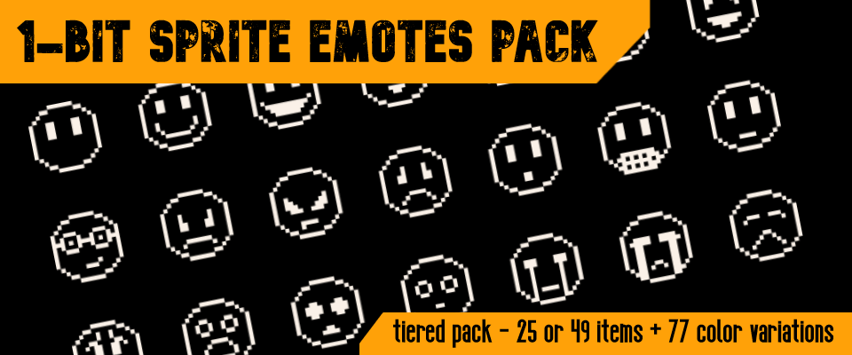1-bit Sprite Emotes Pack 16x16 pixels