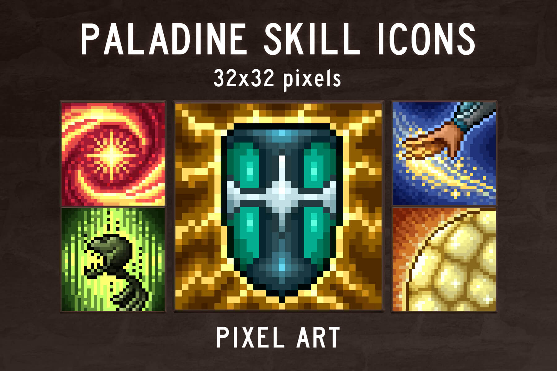 Free Paladin Pixel Art Skills by Free Game Assets (GUI, Sprite, Tilesets)