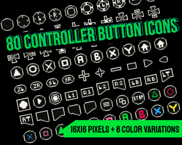 80 GUI Controller Buttons Icons by Imogia Games