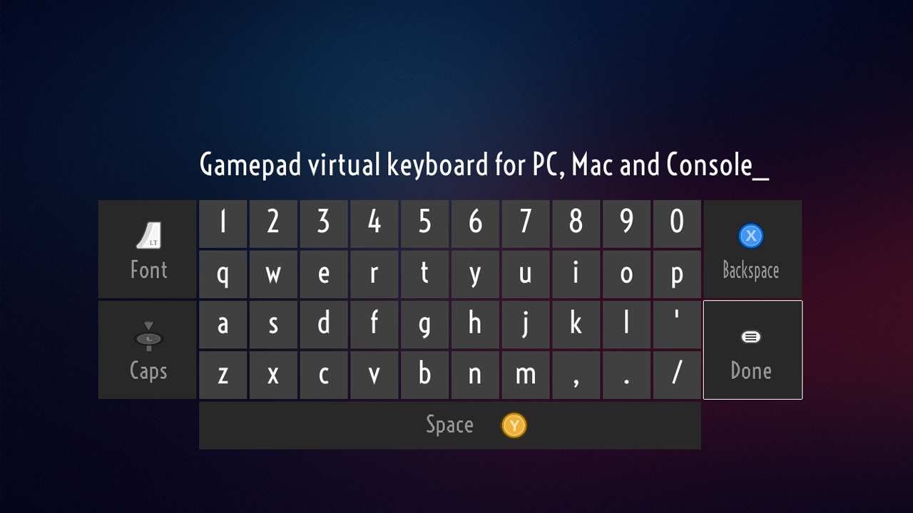 Gamepad Virtual Keyboard for Gamemaker 2