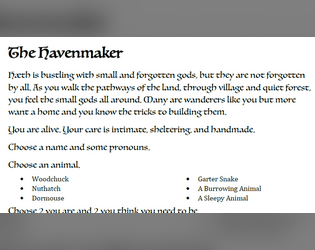 The Havenmaker   - A playbook for Wanderhome to build little houses for forgotten gods. 