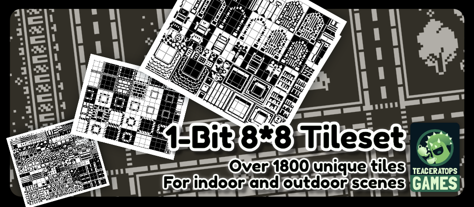 1-bit tileset 8*8px (Pulp compatible)