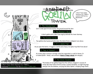 Abandoned Goblin Tower   - A short tower climb adventure for TTRPG's, created for the MS Paint TTRPGJam. 
