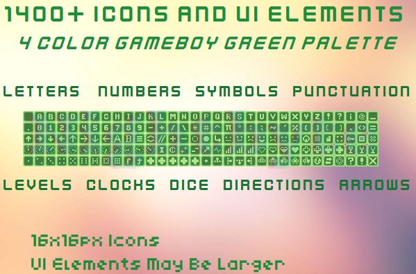 Gameboy Green Icons & UI Elements